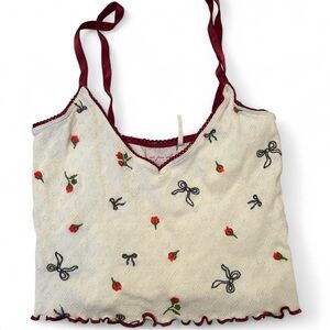 Urban Outfitters Cream and Red Camisole